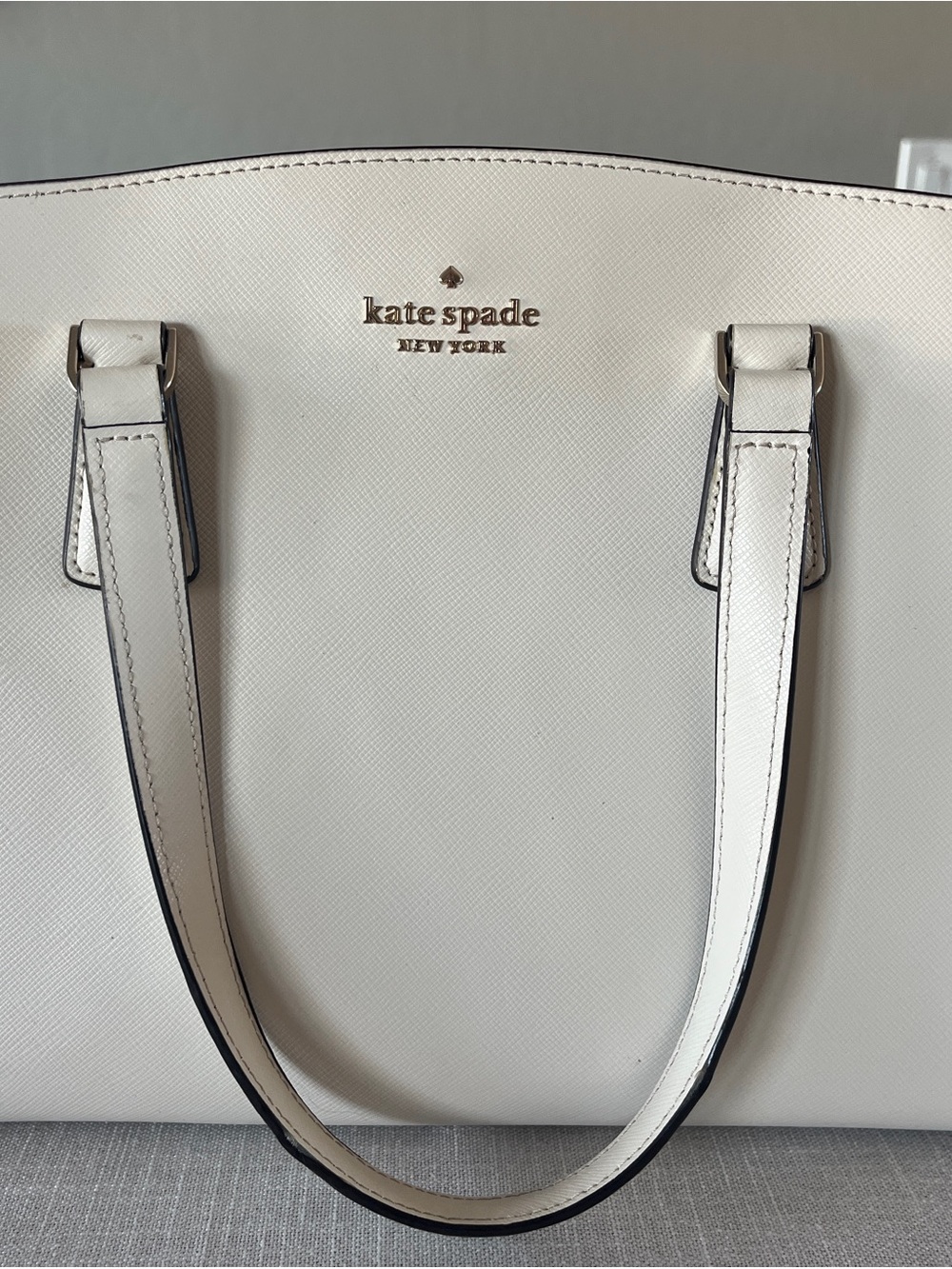 kate spade Elegant Ivory Cream Saffiano Leather Medium Satchel